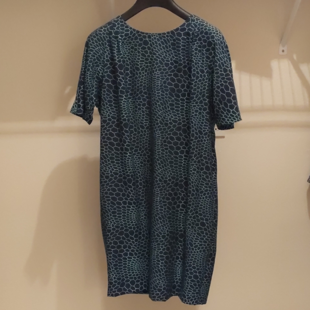 Navy & Turquoise Print Dress